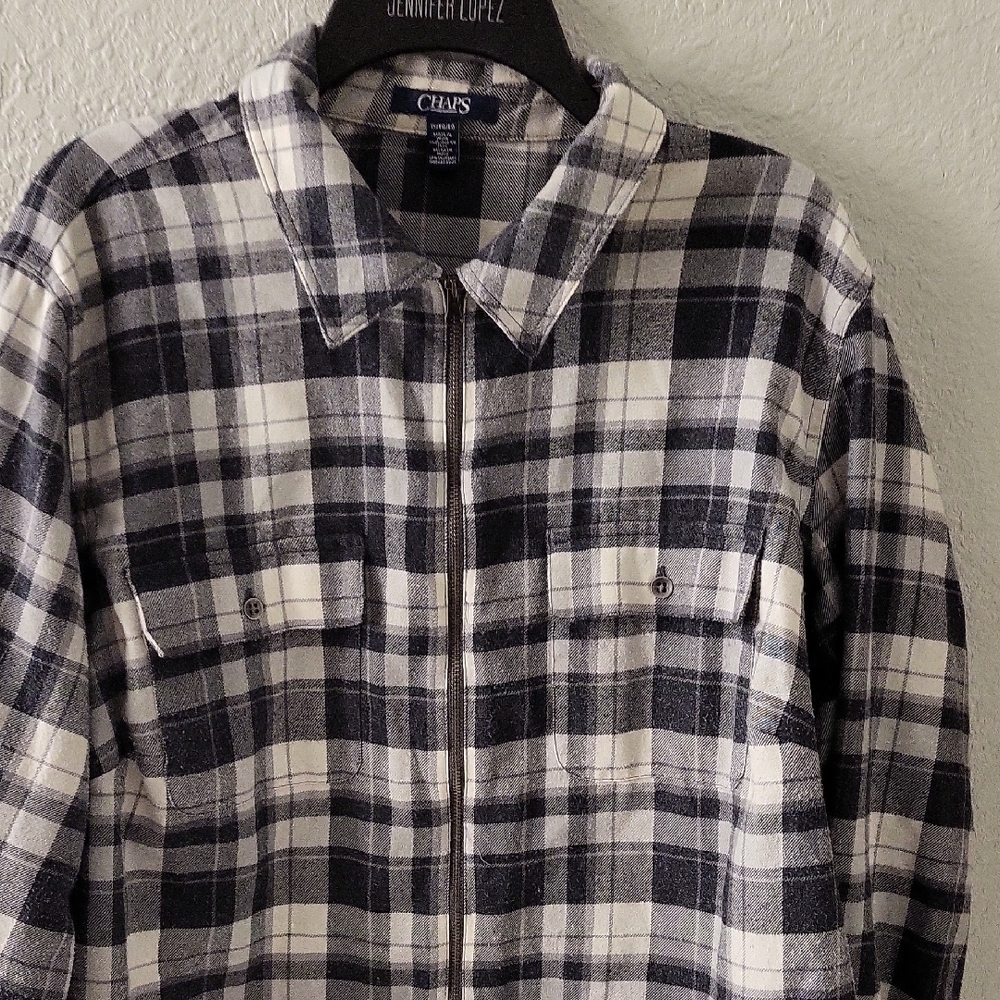 Chaps Women's Black and White Checkered Utility Jacket